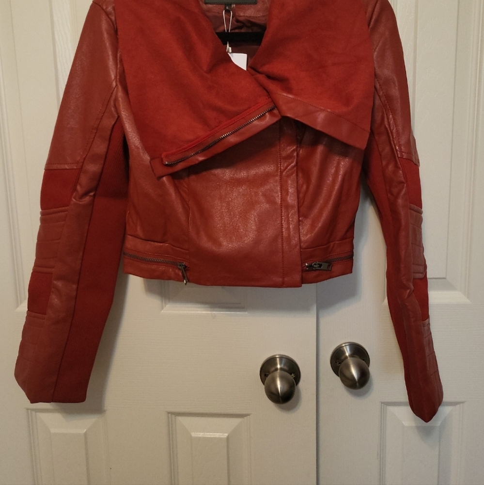 NWT Comme USA Vegan Leather/faux suede asymmetrical zip jacket